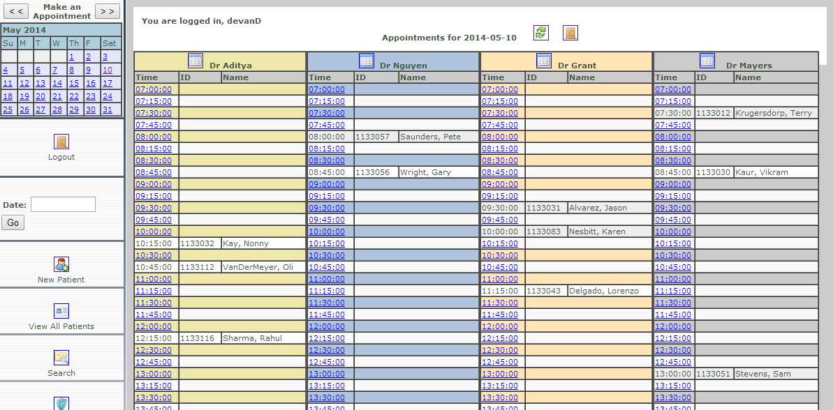 medical appointment calendar template