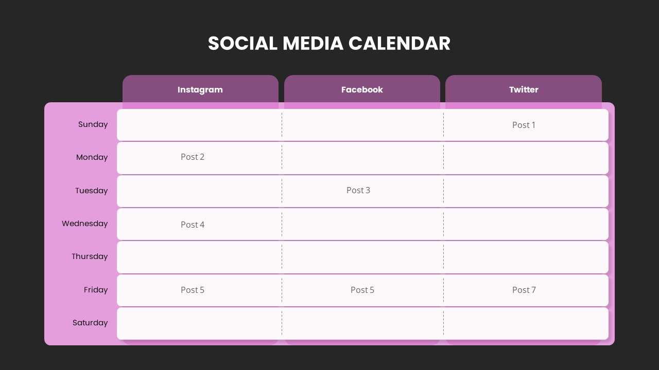 facebook post calendar template