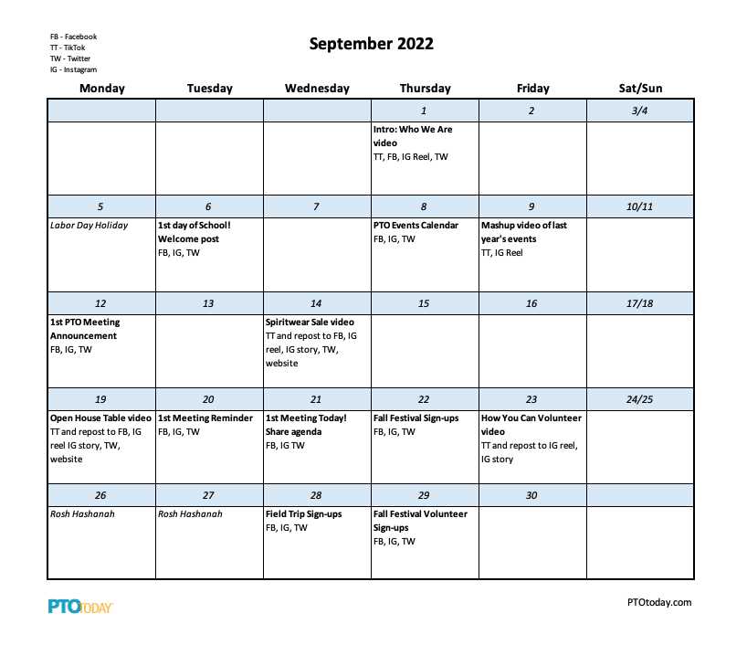 pta calendar template free