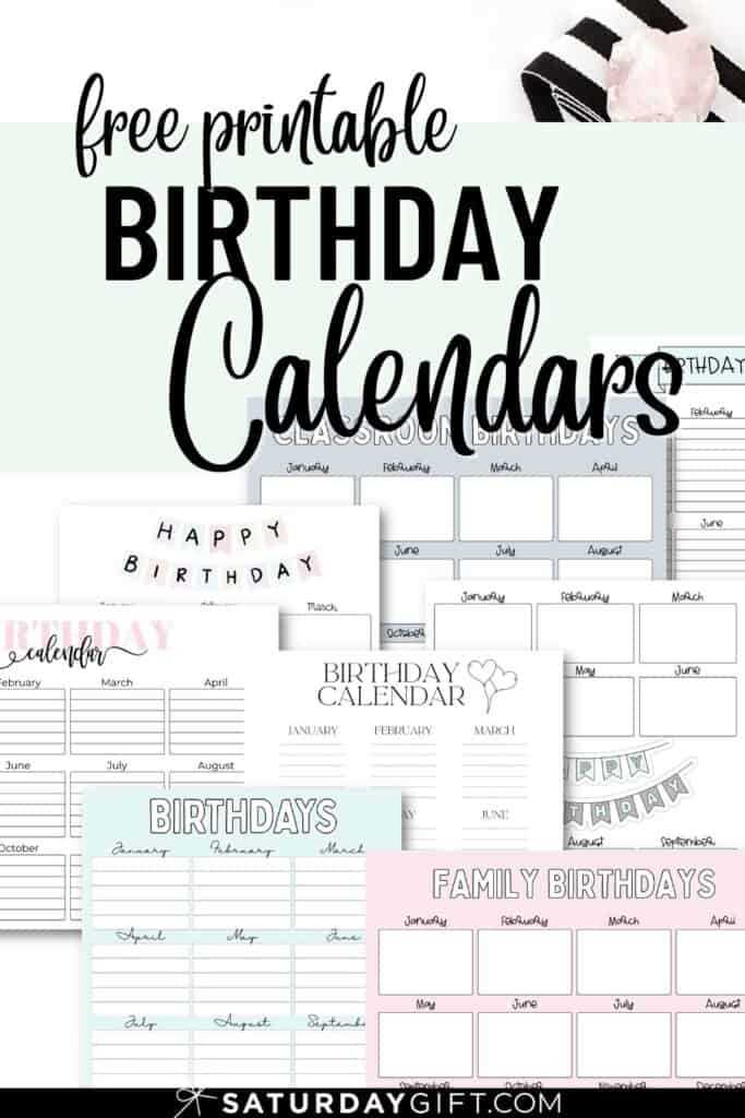 one page birthday calendar template