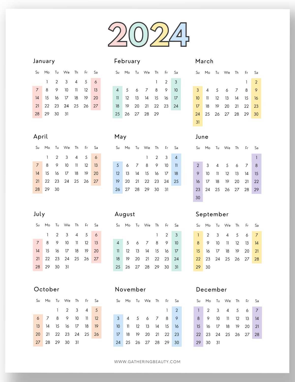 one page monthly calendar template