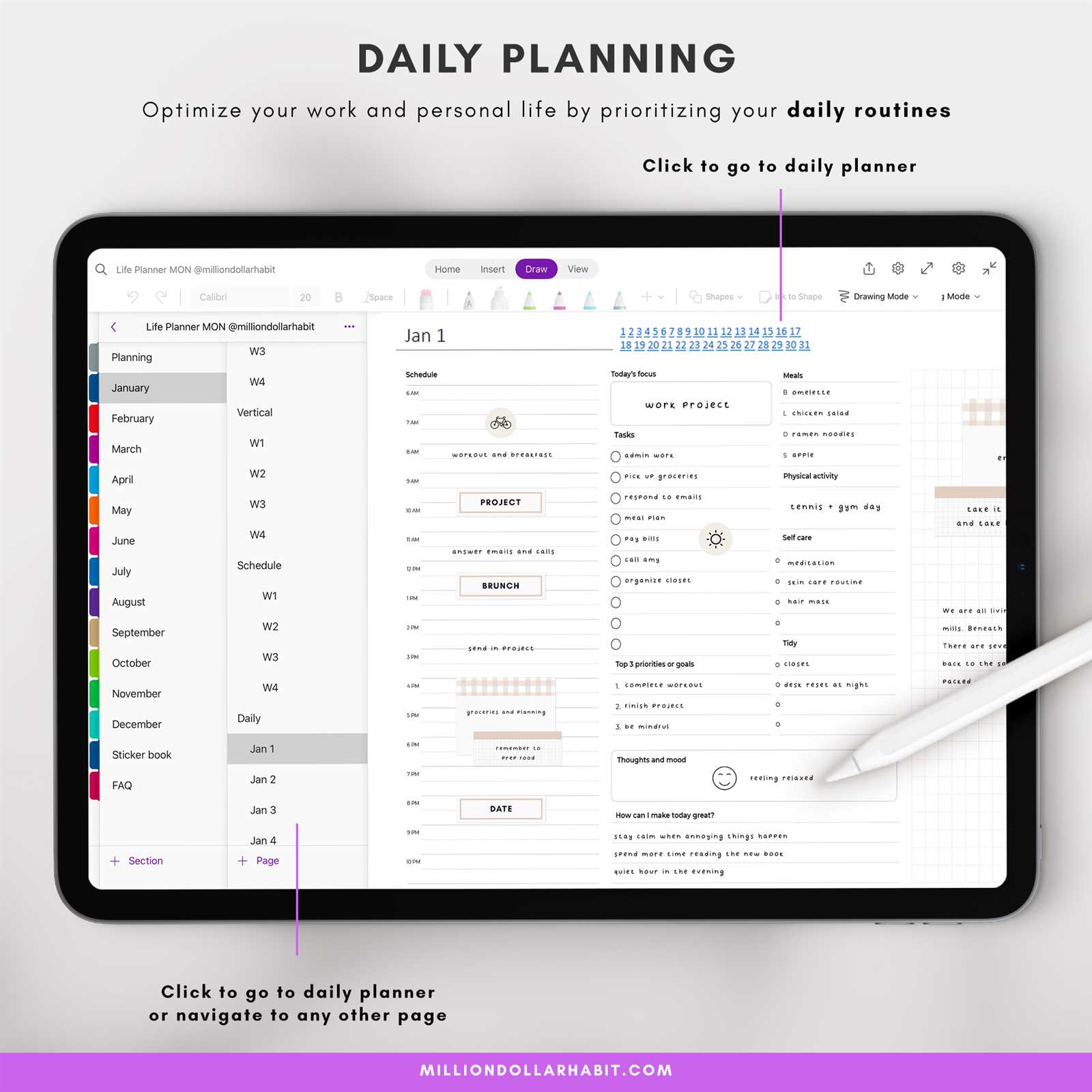 onenote calendar template free