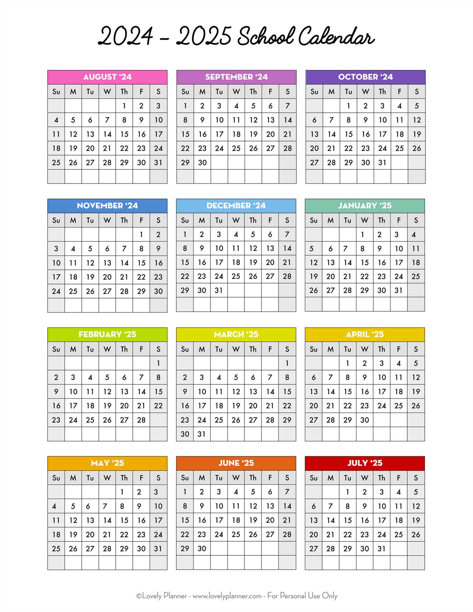 online academic calendar template