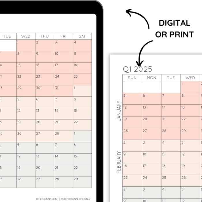 3 month calendar 2025 template