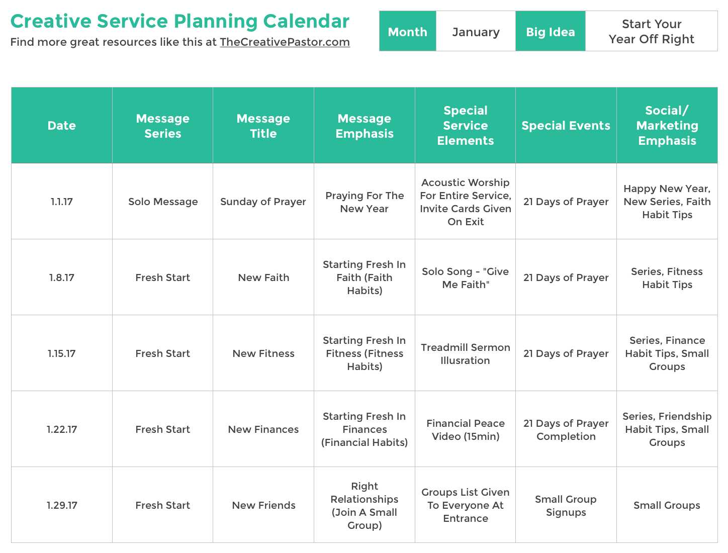 church yearly calendar template