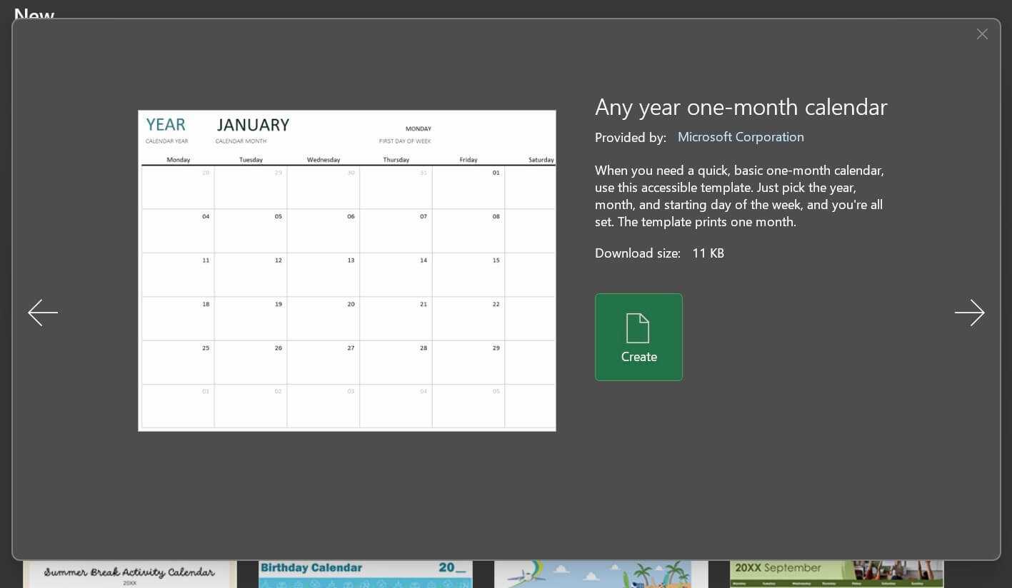 open office calendar template