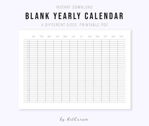 yearly wall calendar template