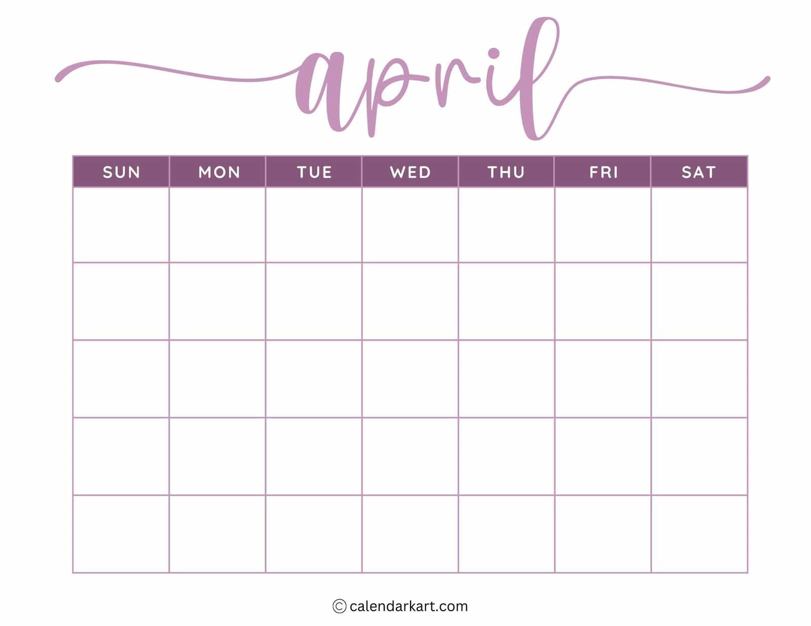 printable calendar blank template