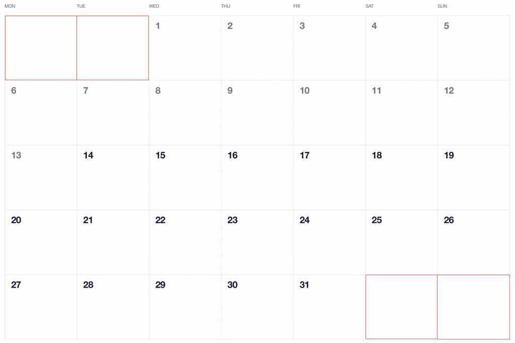 month view calendar template