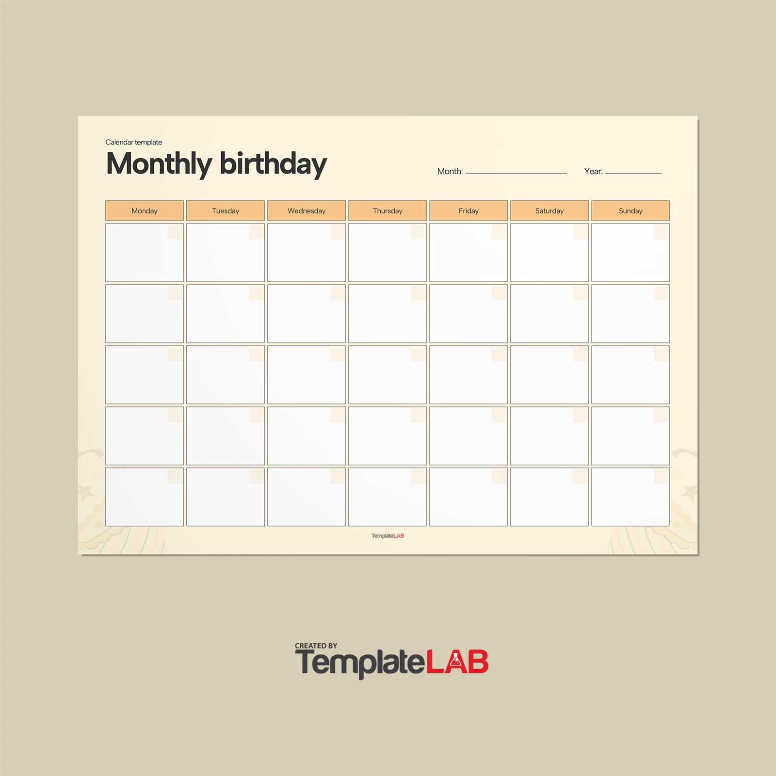 birthday calendar template