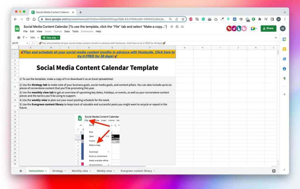 hootsuite calendar template