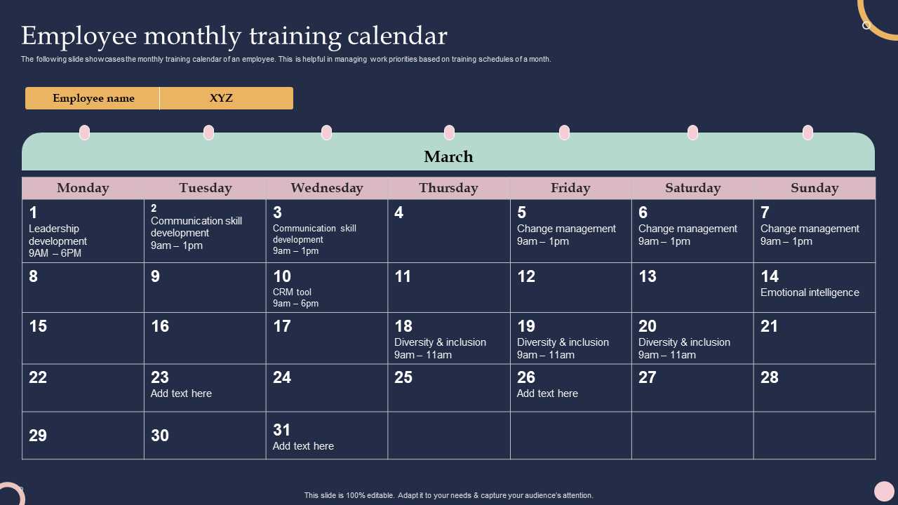 staff training calendar template