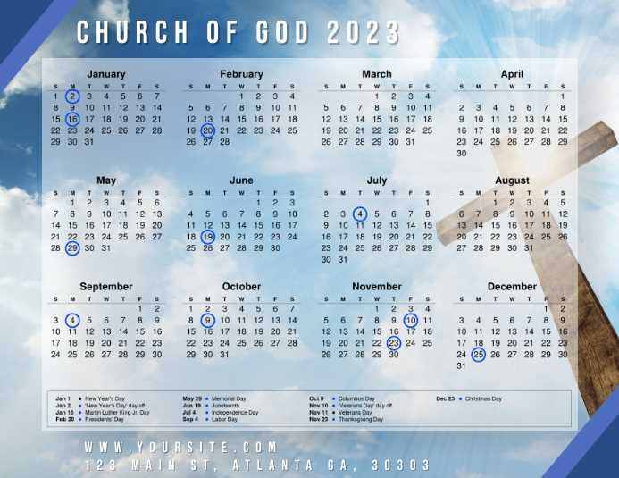 church social media calendar template