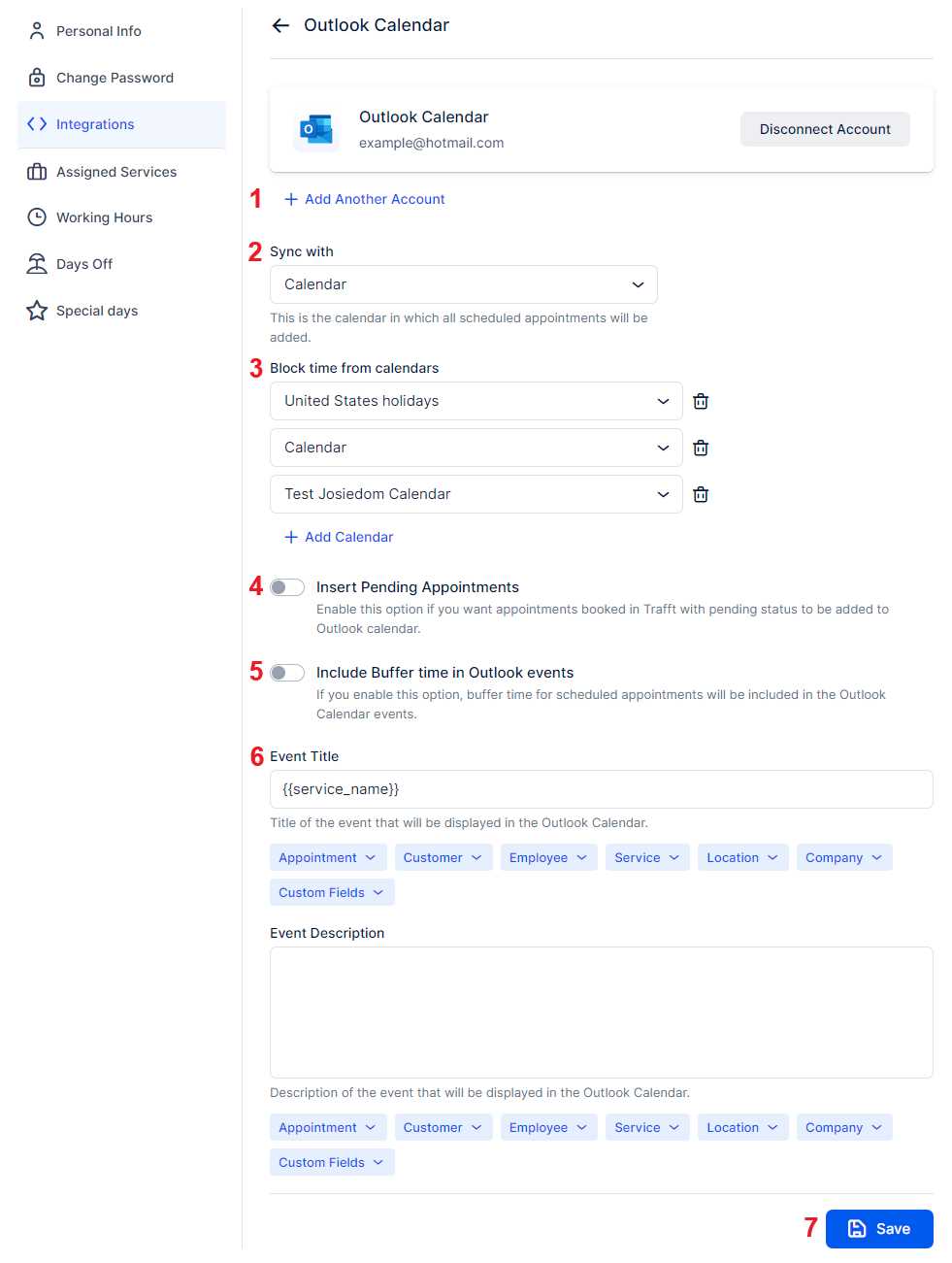 outlook calendar event template