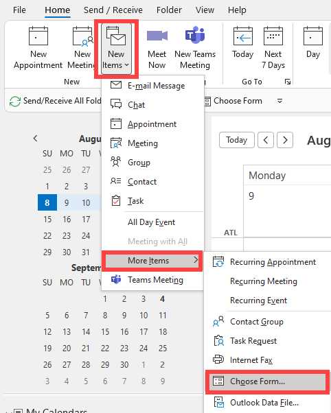 outlook calendar event template