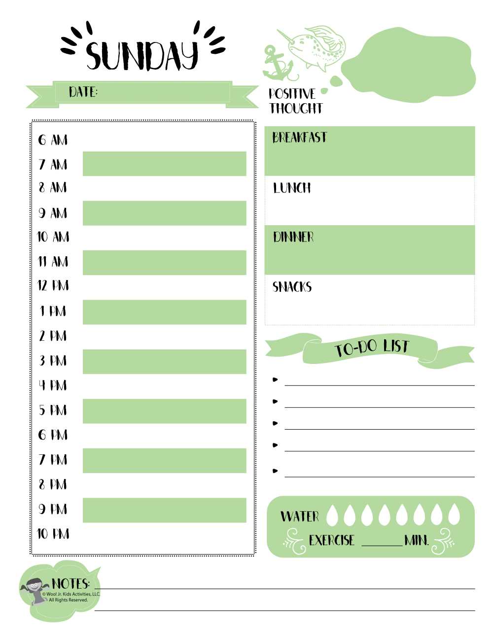 weekly activity calendar template