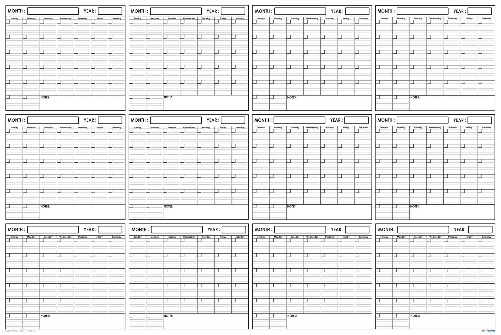 24 x 36 calendar template