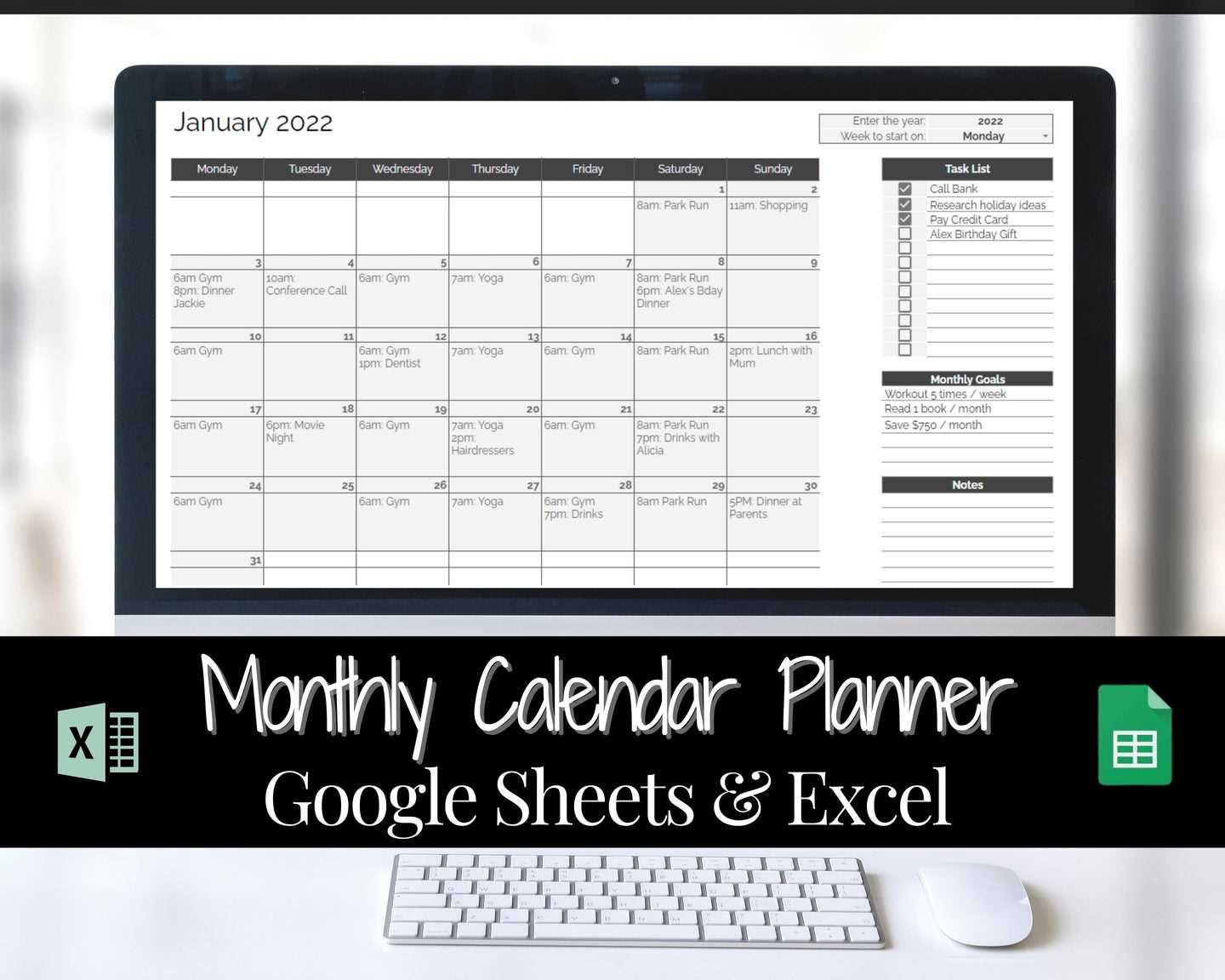 monthly calendar template sheets