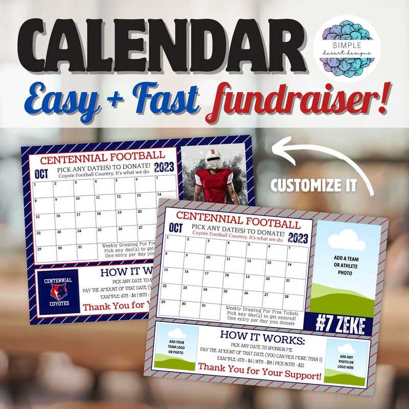 football fundraiser calendar template
