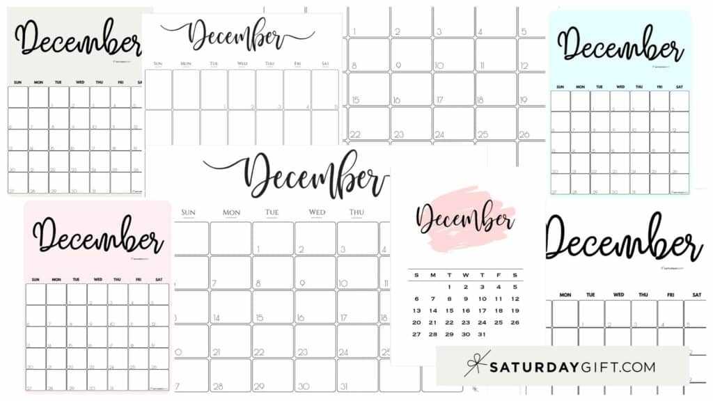 cute december calendar template