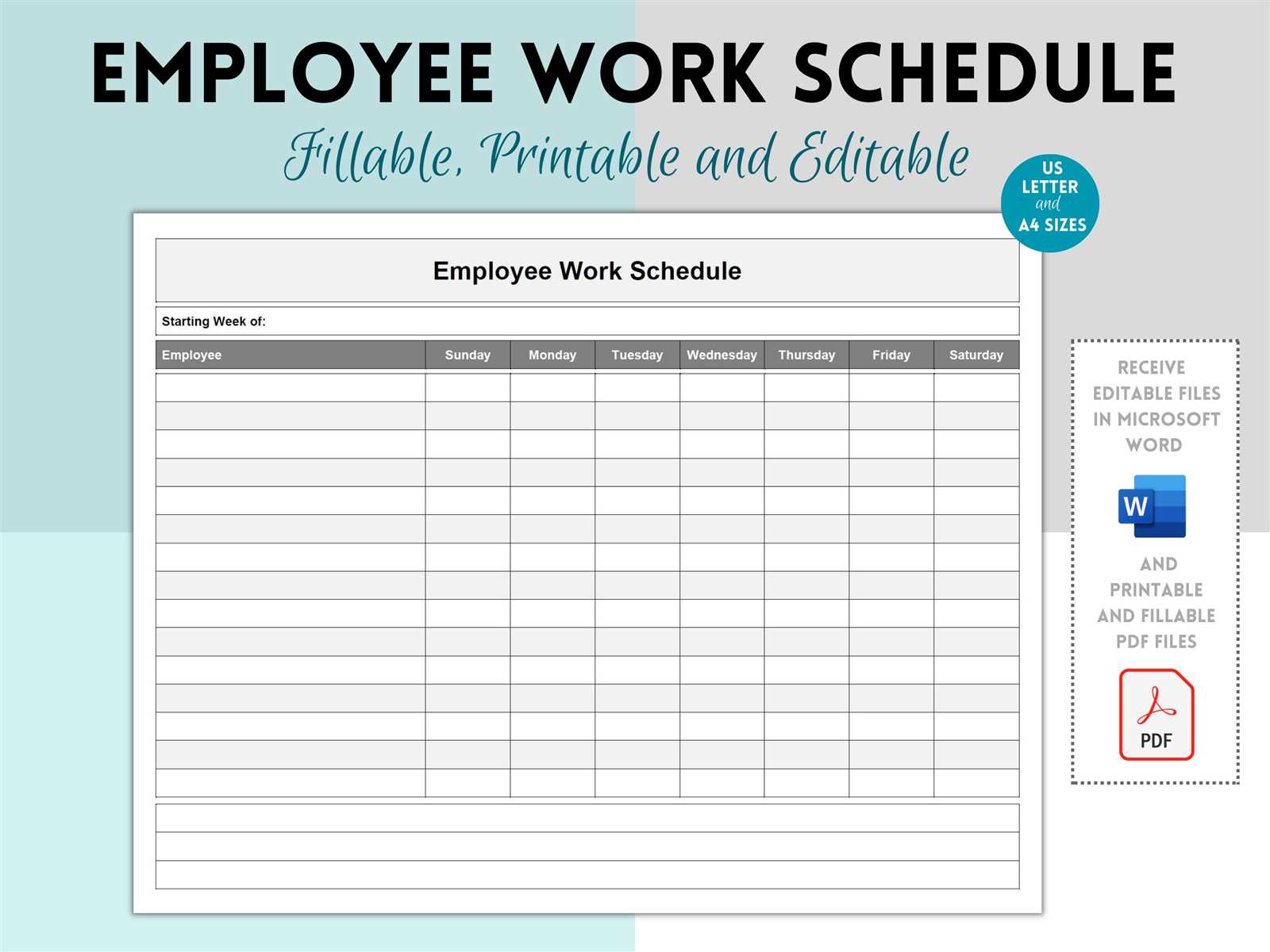 work calendar template