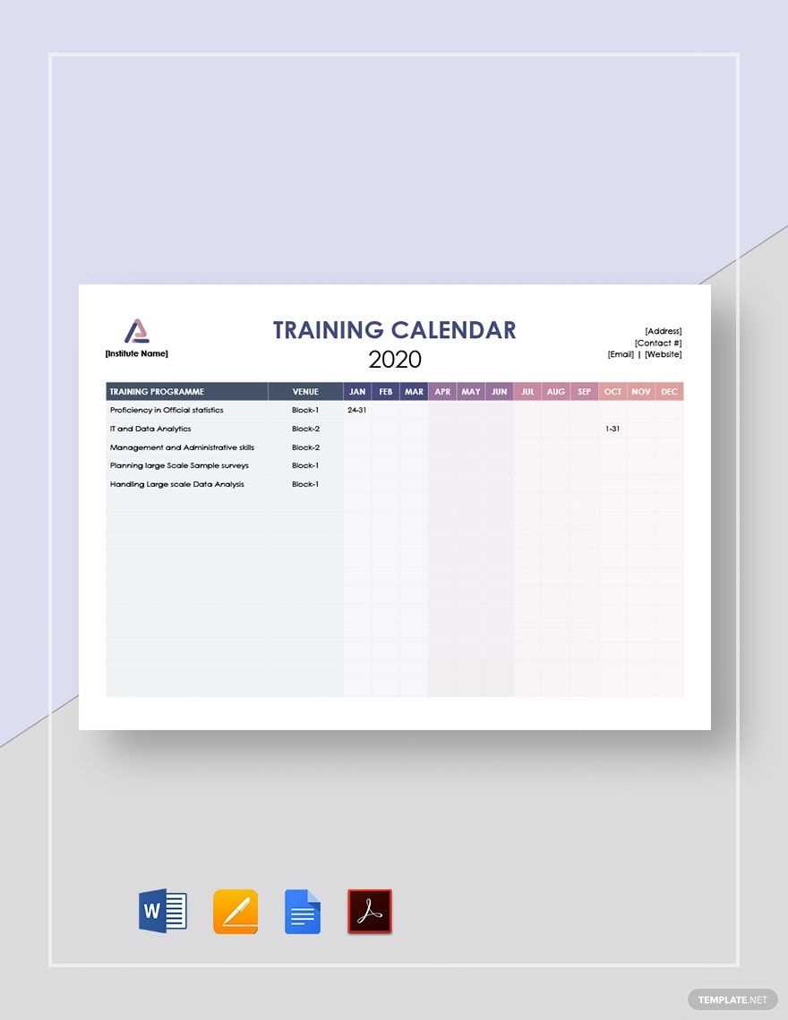 corporate training calendar template