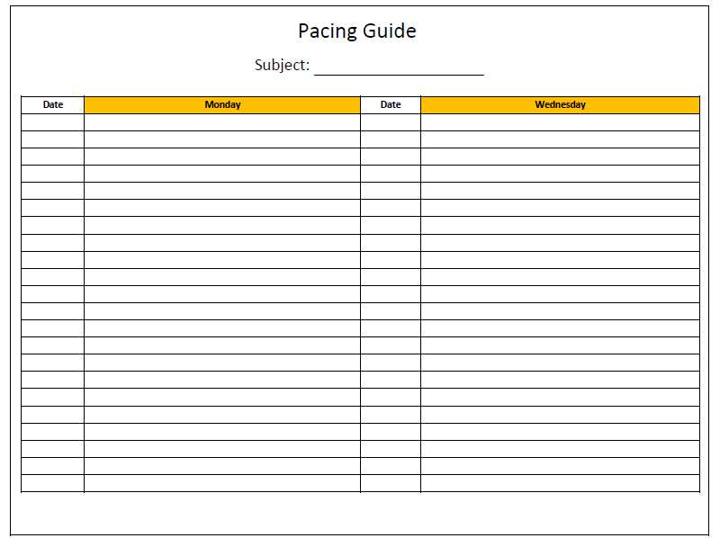 pacing calendar template