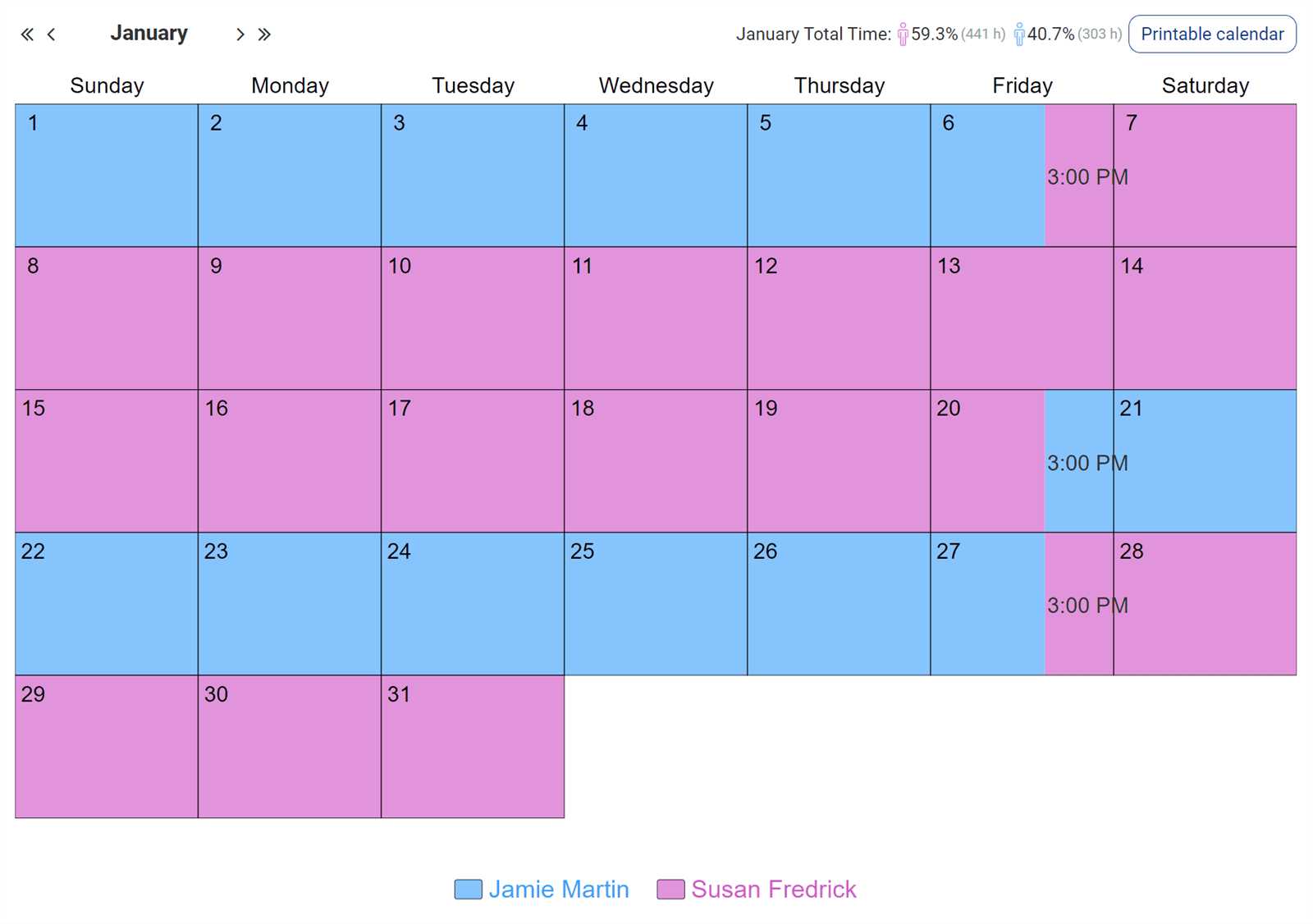 parenting plan calendar template