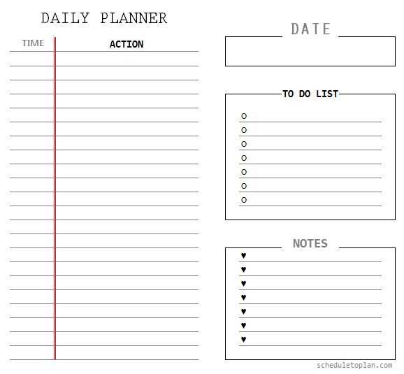 daily calendar to do list template