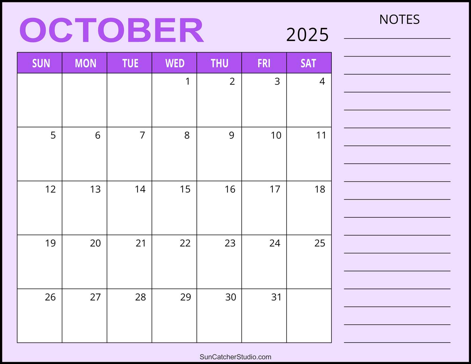 calendar templates october 2025