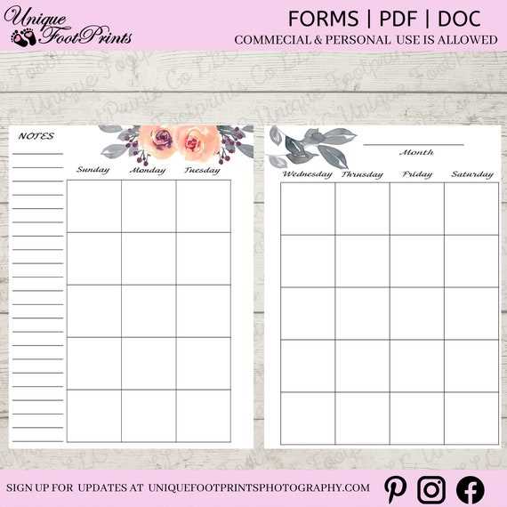 personal planner calendar templates