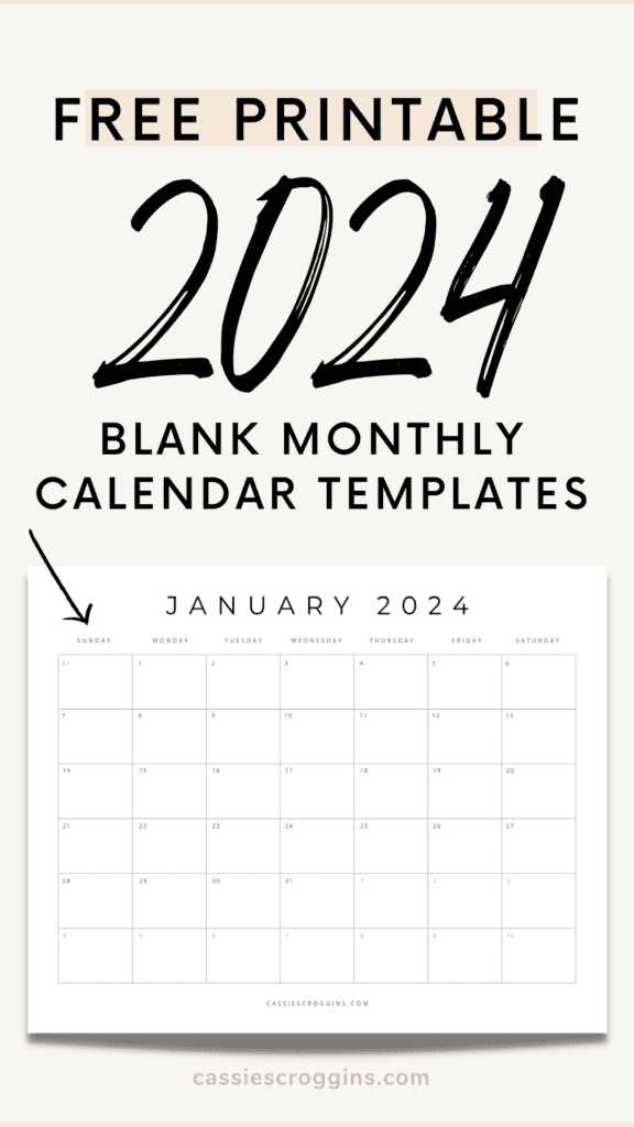 editable blank monthly calendar template