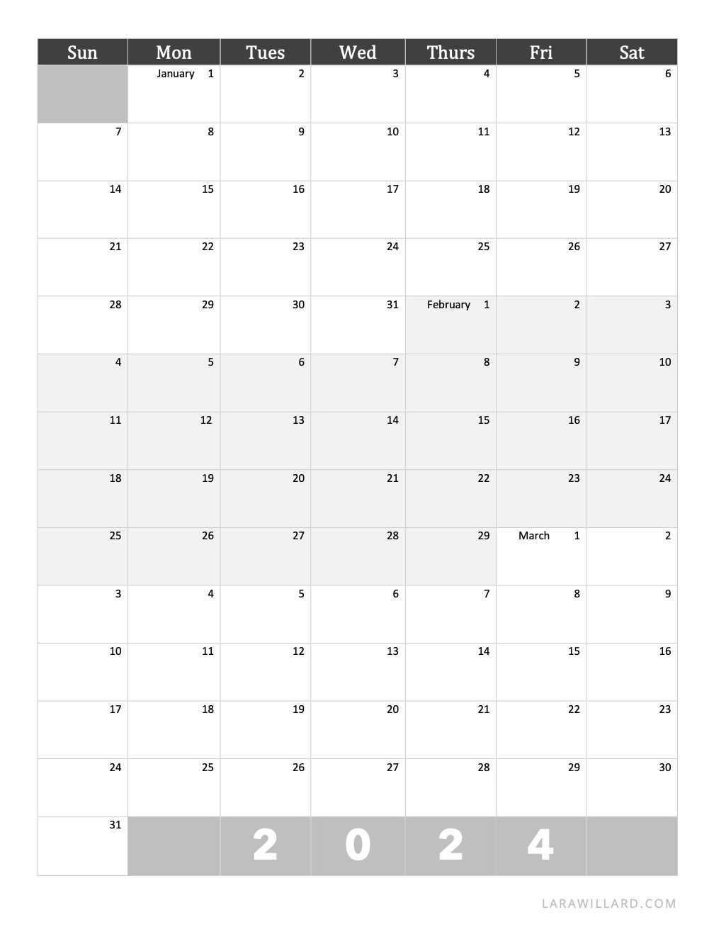 quarterly calendar template