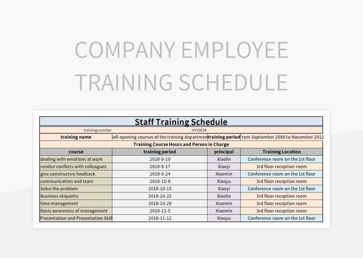 staff training calendar template