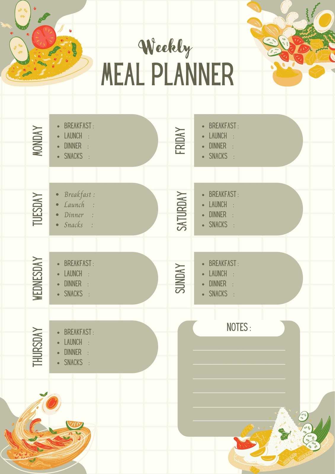 recipe calendar template