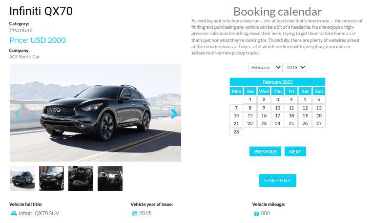 website template with booking calendar