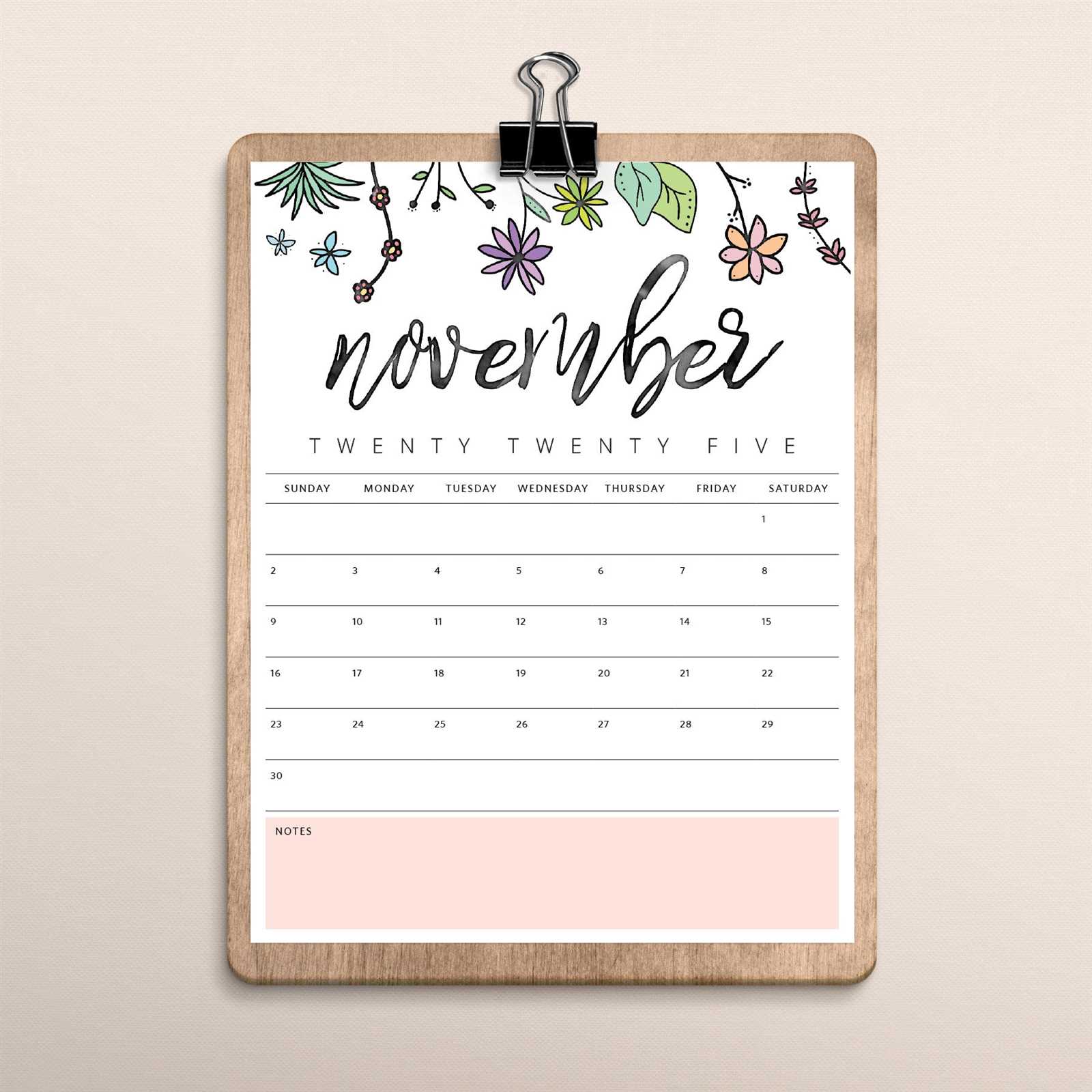 cute calendar template november 2025