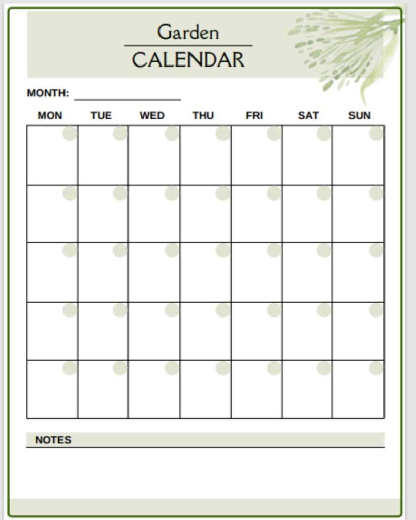 planting calendar template