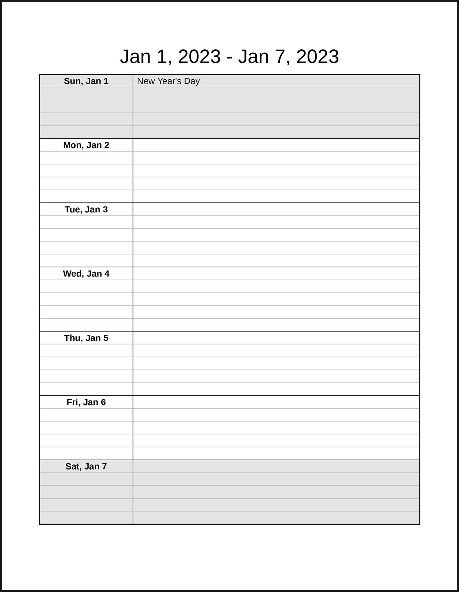 blank lined calendar template