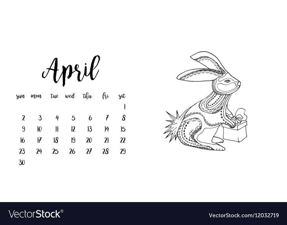 april month calendar template