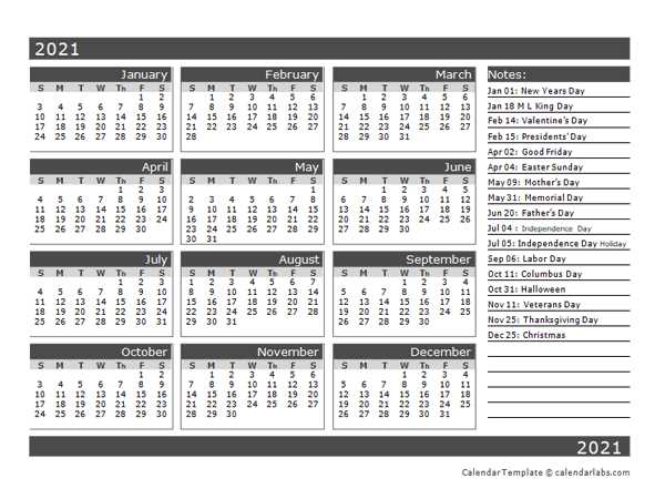 twelve month calendar template