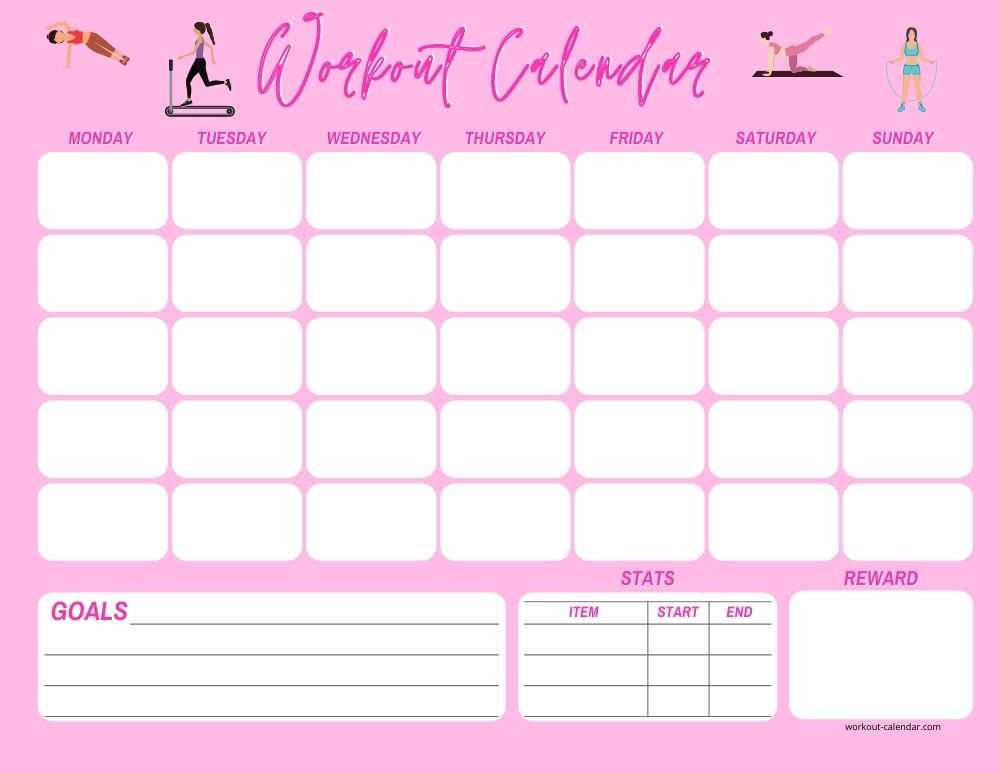 exercise calendar template