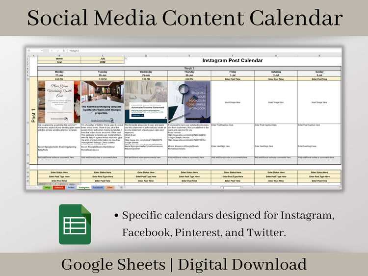 content calendar sheets template