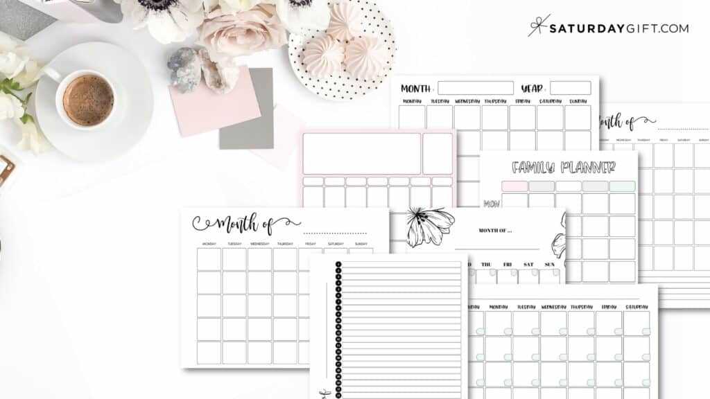 pretty month calendar template