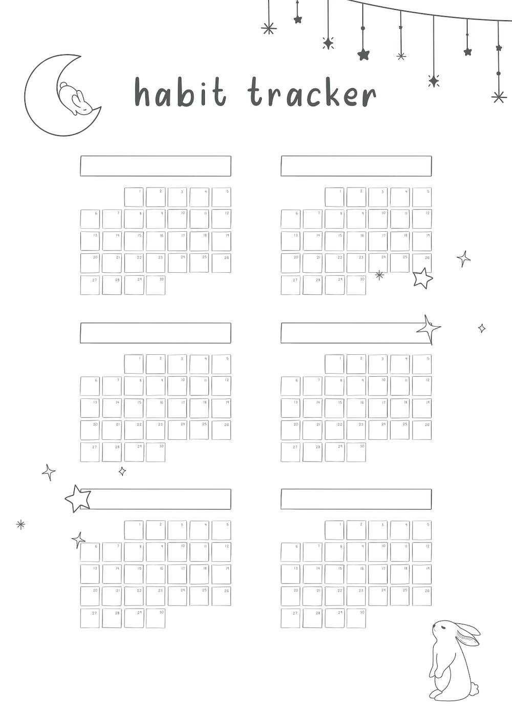 habit tracker calendar template