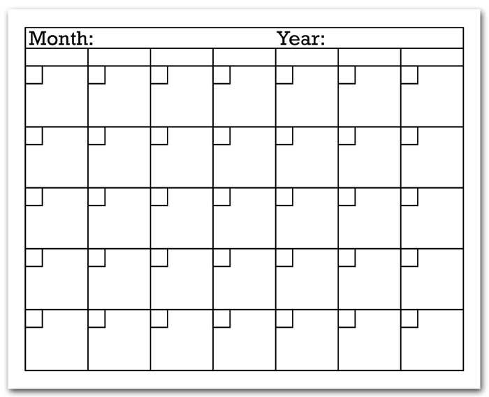 print free calendar template