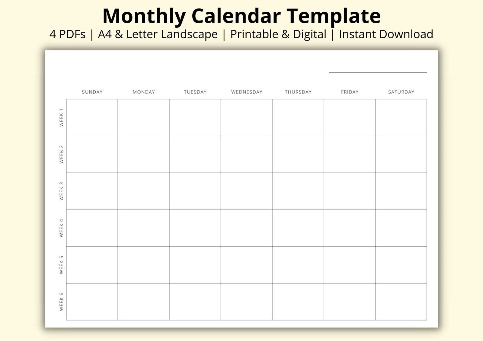 printable 4 week calendar template