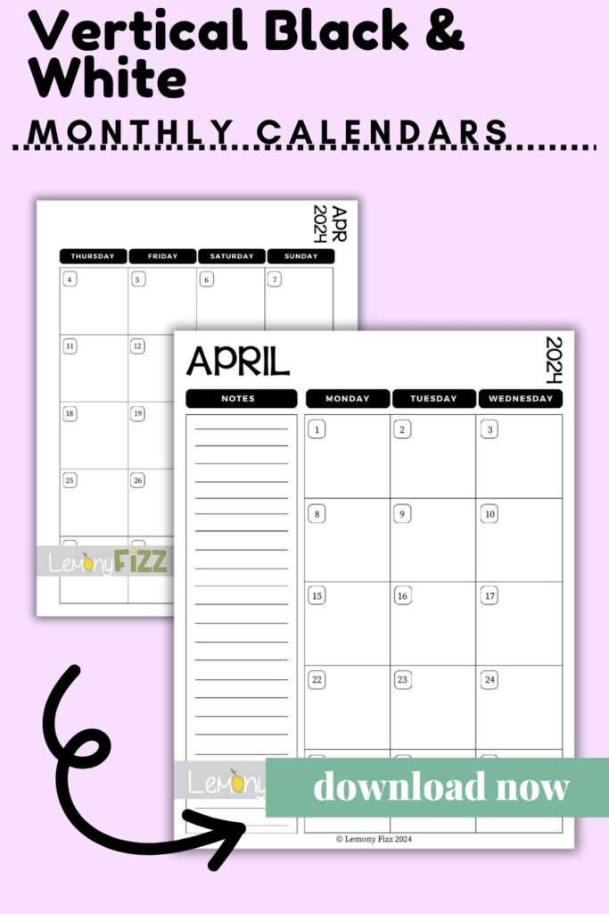 printable april calendar template