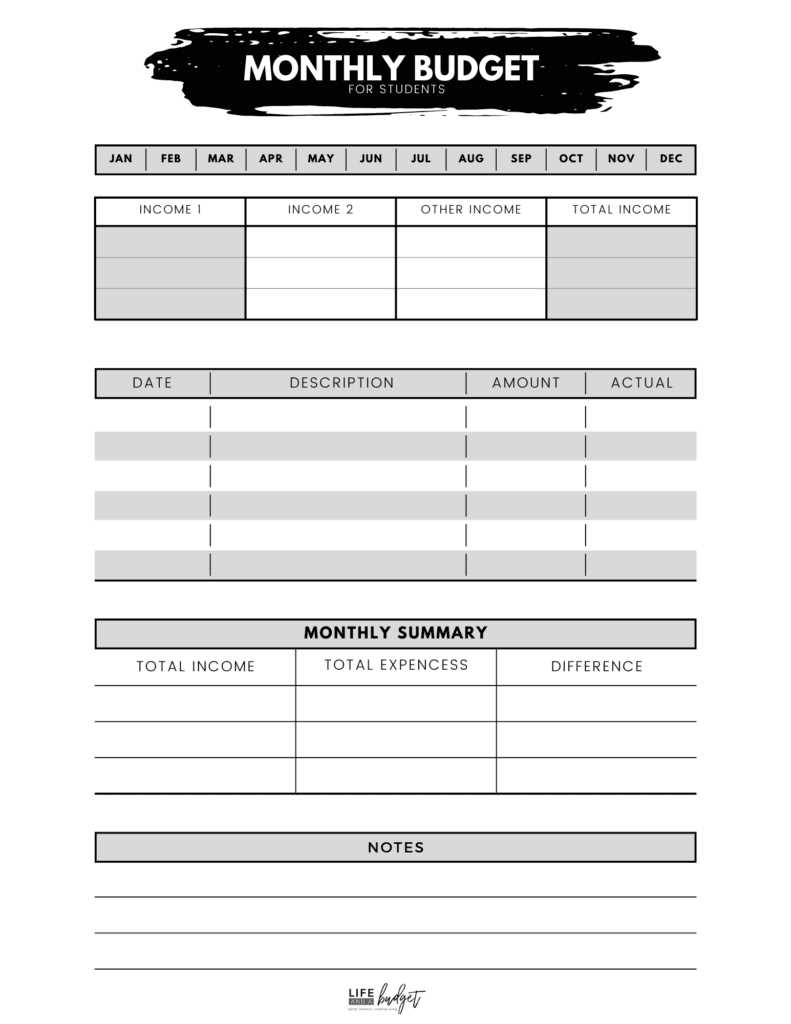 printable budget calendar template