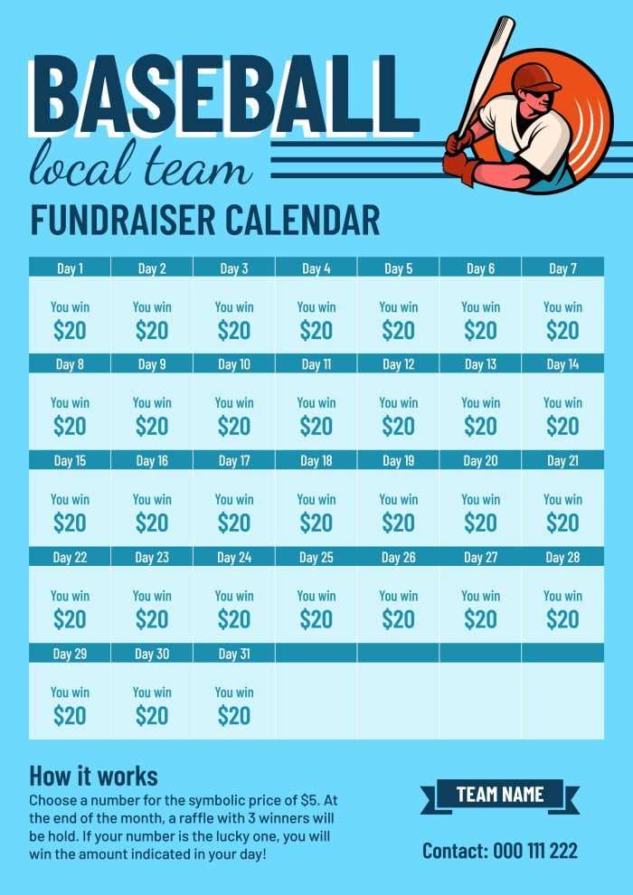 printable calendar fundraiser template free